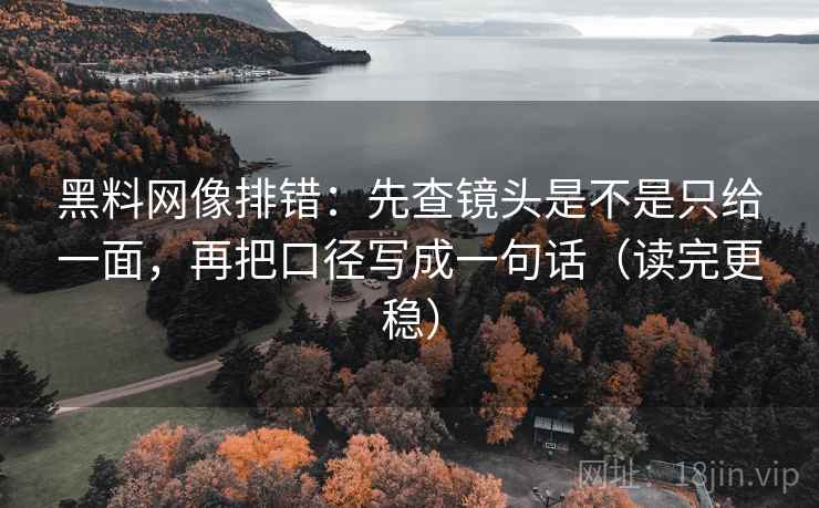 黑料网像排错：先查镜头是不是只给一面，再把口径写成一句话（读完更稳）