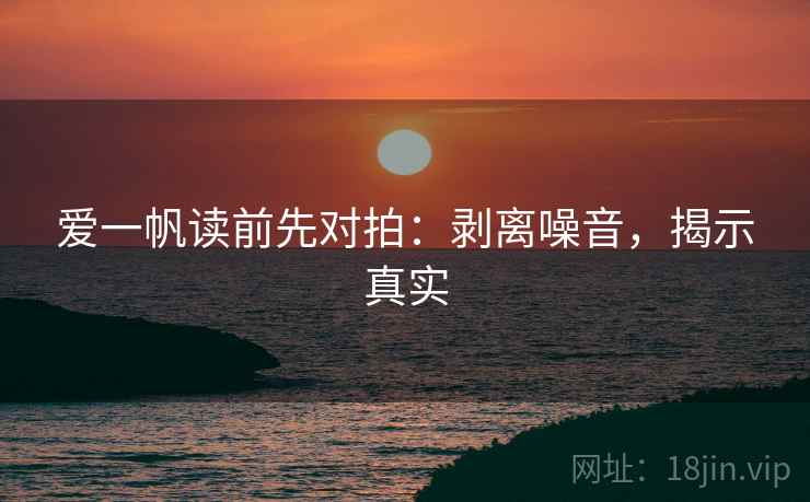爱一帆读前先对拍：剥离噪音，揭示真实